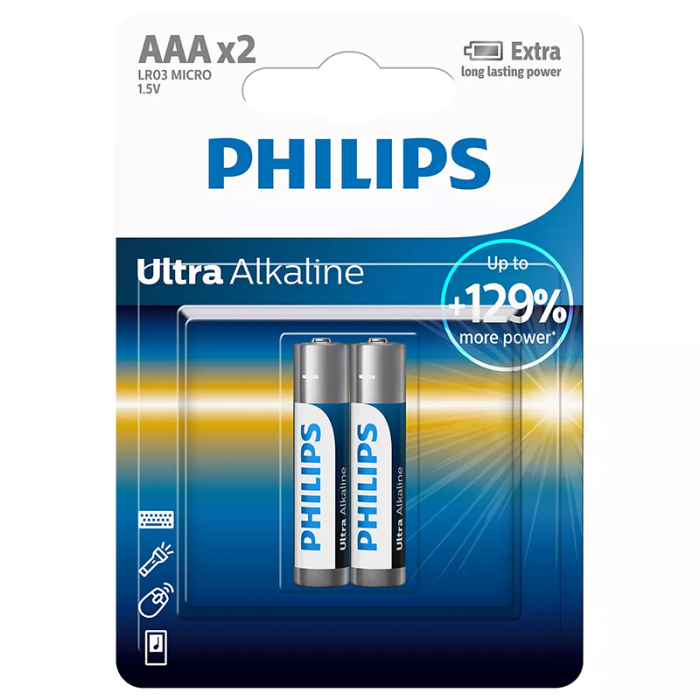 BATERIE ULTRA ALKALINE LR3 AA BLISTER 2 BUC PHILIPS [2]