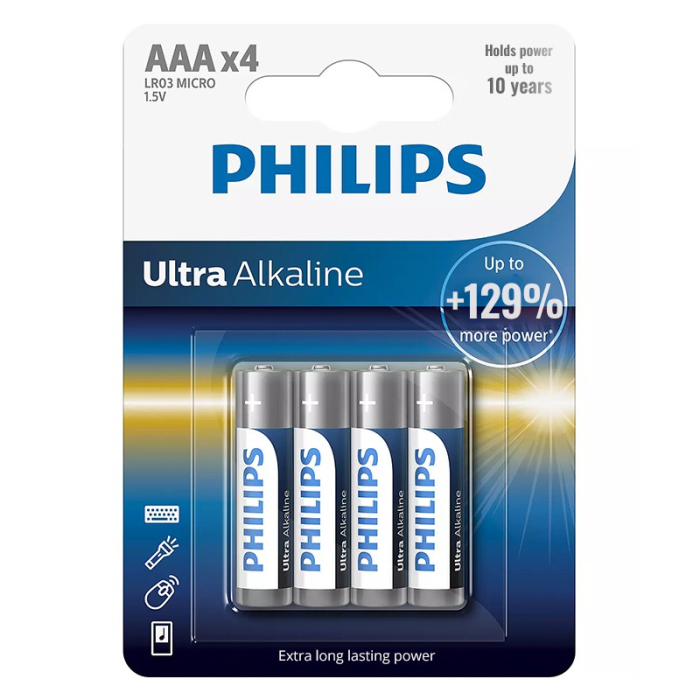 BATERIE ULTRA ALKALINE LR3 AAA BLISTER 4 BUC PHILIPS [2]