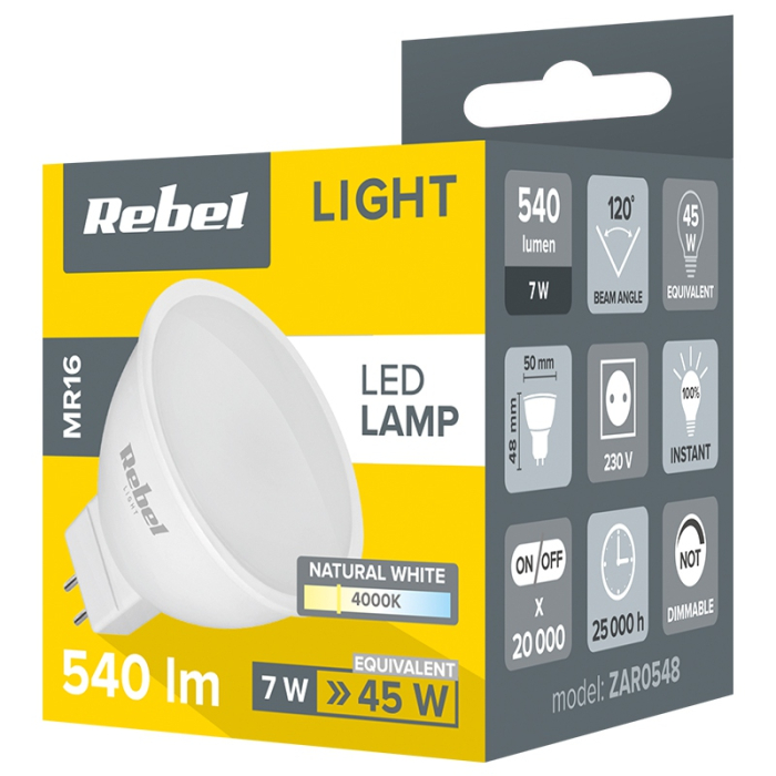 BEC LED 7W MR16 4000K 230V REBEL [3]