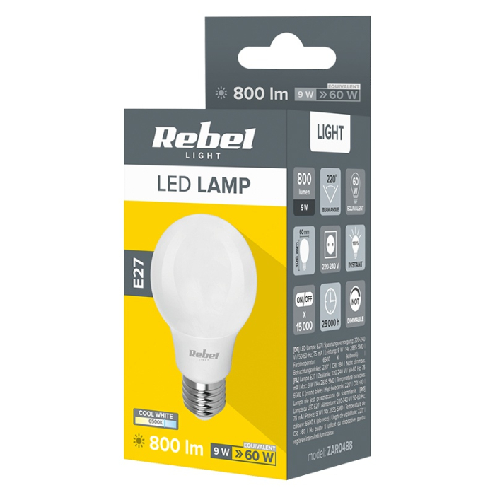 BEC LED A60 9W E27 6500K 230V REBEL [3]