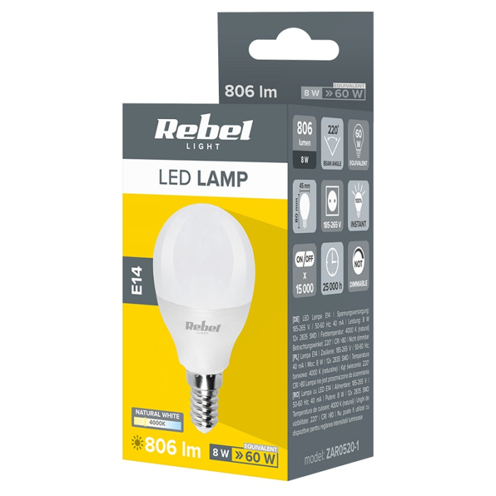 BEC LED G45 E14 8W 4000K 230V REBEL [3]