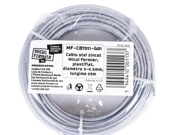 Cablu otel zincat Micul Fermier, plastifiat, diametru 3-4.5mm, lungime 25m [2]