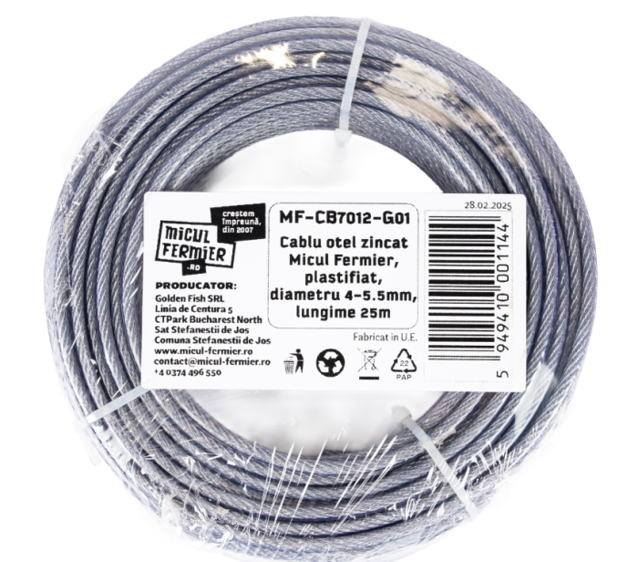 Cablu otel zincat Micul Fermier, plastifiat, diametru 4-5.5mm, lungime 25m [2]