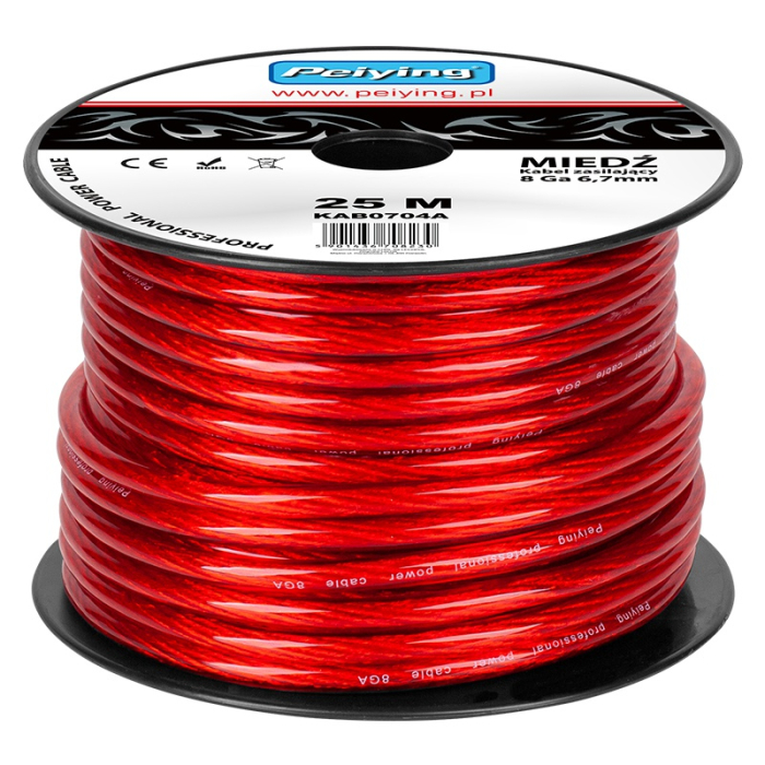CABLU PUTERE CU 8GA (6.7MM/8.31MM2) 25M ROSU [2]