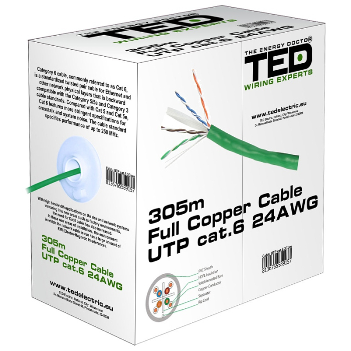 CABLU UTP CAT 6 CUPRU 0.5MM 305M TED ELECTRIC [2]