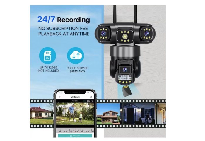 Camera de securitate Andowl G819 4G PTZ IP 8K 12MP cu lentila tripla ecran triplu detectare miscare audio bidirectional si vedere nocturna [3]