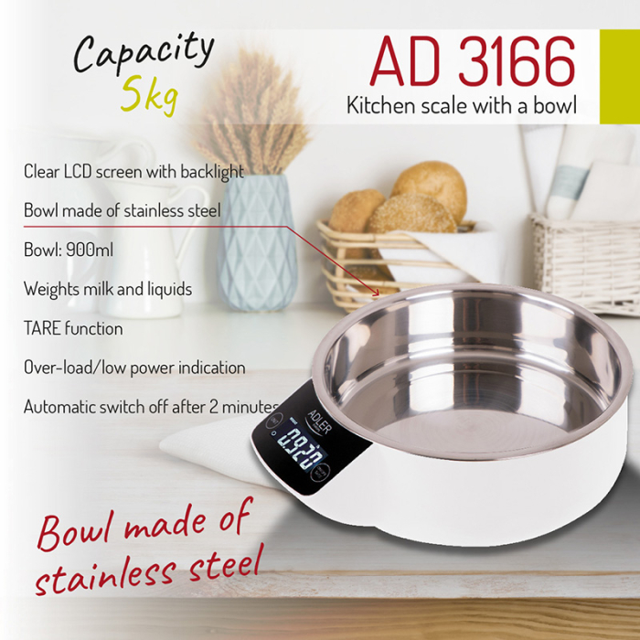 CANTAR BUCATARIE CU BOL METALIC AD 3166 ADLER [8]