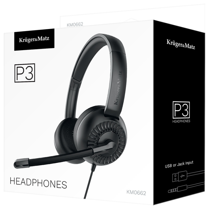 CASTI PC CU MICROFON JACK 3.5 USB P3 KRUGER&MATZ [8]