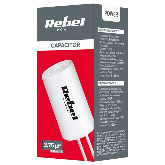 CONDENSATOR MOTOR 3.75UF 450V FIR [4]