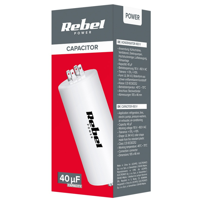 CONDENSATOR MOTOR 40UF 450V SURUB [4]