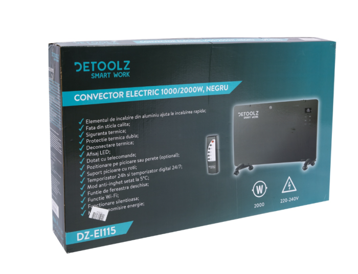 Convector electric 1000W/2000W, negru [6]