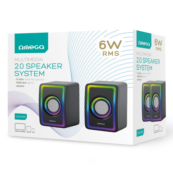 DIFUZOARE STEREO 2.0 6W RMS RGB USB 3.5MM [4]