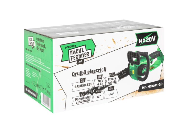 Drujba electrica Micul Fermier 20V, 4 Ah, lama 12", Brushless [9]