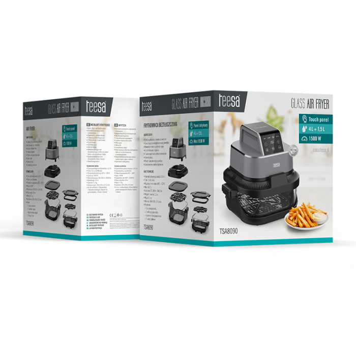 FRITEUZA GLASS AIRFRYER 4L+1.5L 1500W TEESA [11]