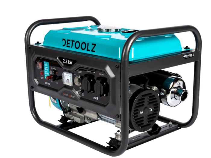 Generator Detoolz 2.5kW 2 prize 230V benzina, 4T, pornire manuala 15L fara roti G01 [2]