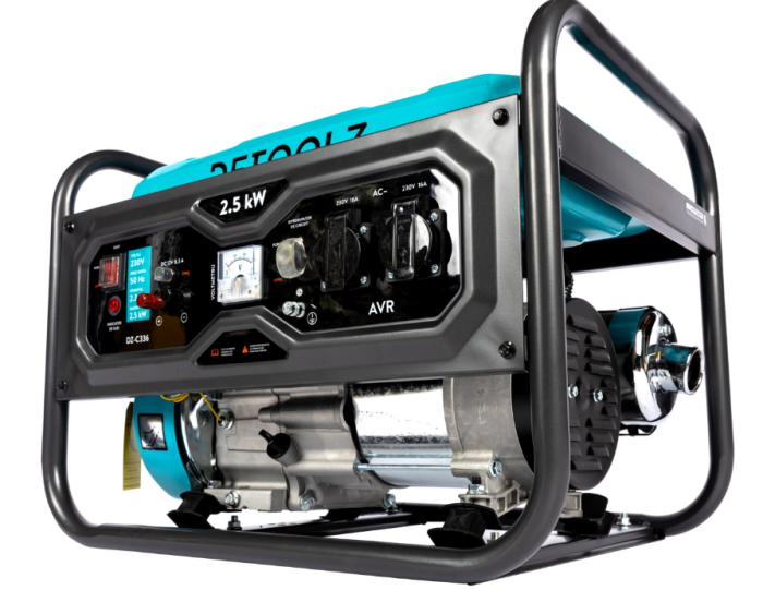 Generator Detoolz 2.5kW 2 prize 230V benzina, 4T, pornire manuala 15L fara roti G01 [6]