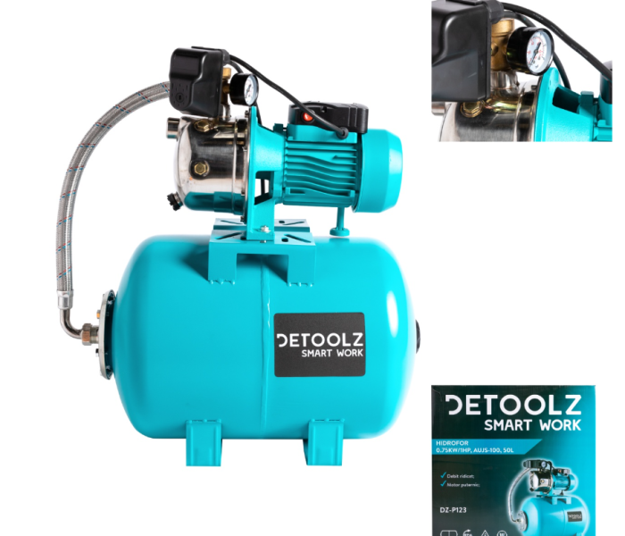 Hidrofor Detoolz 0.75 kW, debit 3300l/h, inaltime de pompare 45m, carcasa pompa inox, volum butelie 50 litri [4]