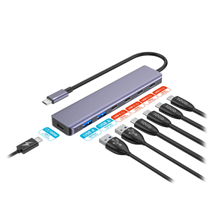 HUB 7 IN 1 10GBS PD 100W ALUMINIU PLATINET [5]