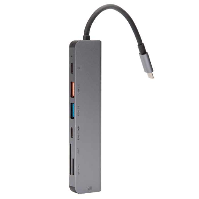 HUB 7 IN 1 USB-C PD 100W ALUMINIU PLATINET [2]