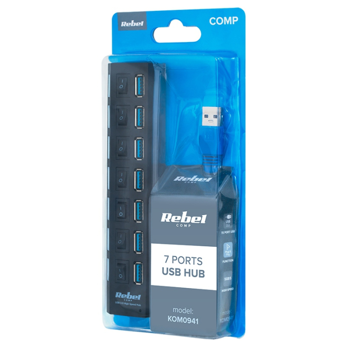 HUB USB 3.0 7 PORTURI REBEL [5]