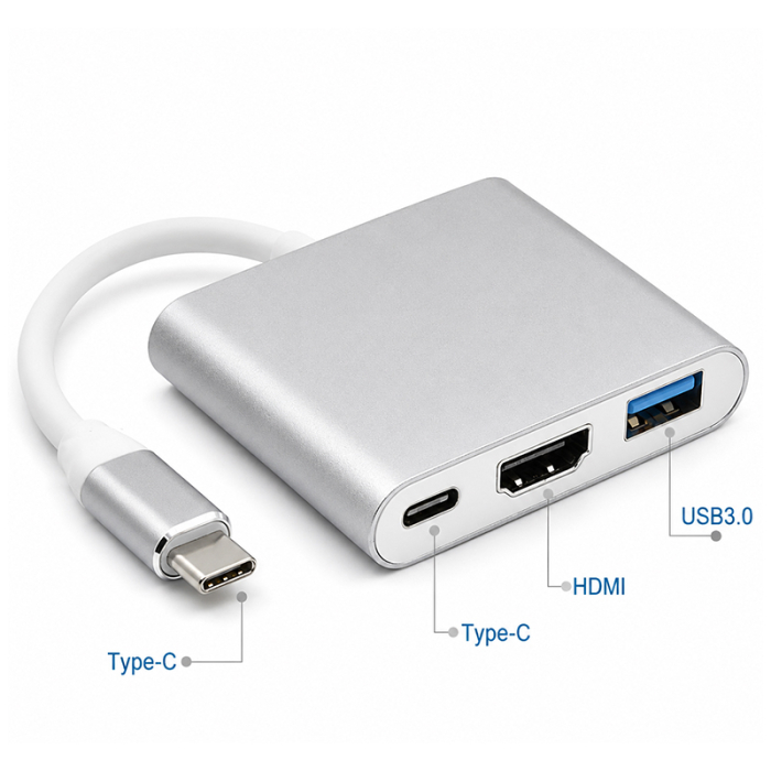 HUB USB-C 3IN1 HDMI 4K USB-A 3.2 USB-C PD 100W [3]