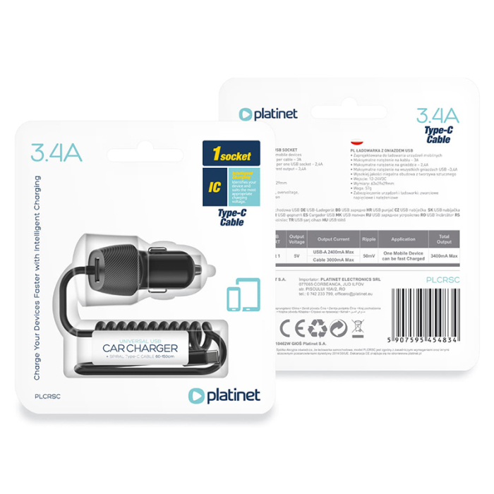 INCARCATOR AUTO CABLU SPIRALAT 3.4A TYPE C [3]