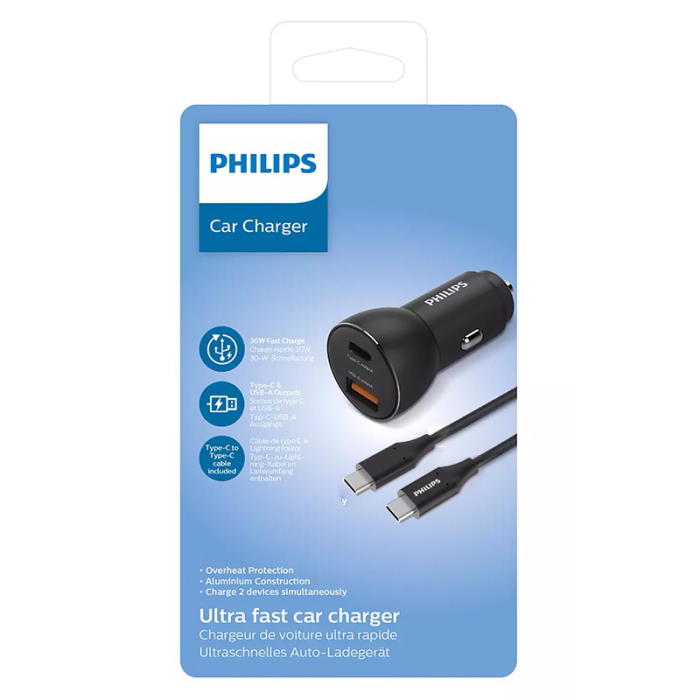 INCARCATOR AUTO USB -A SI USB TYPE C PHILIPS [3]