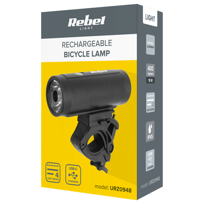 LANTERNA BICICLETA CU ACUMULATOR 18650 REBEL [7]
