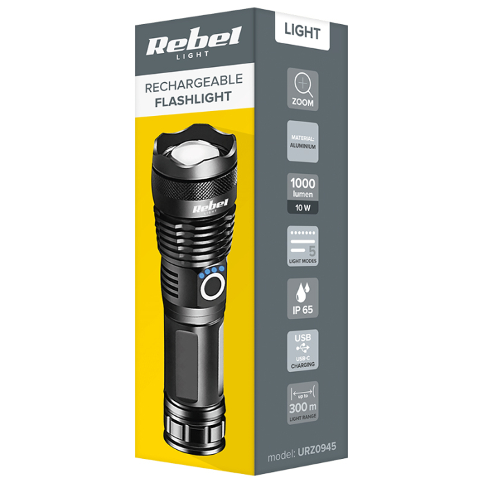 LANTERNA LED CREE XHP50 10W 1000LM IP65 26650 REBEL [10]