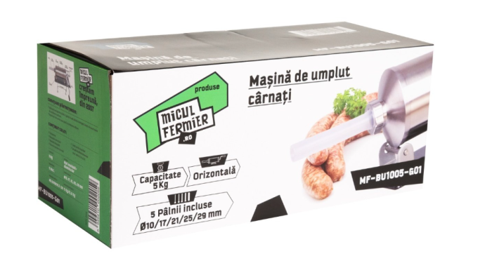Masina de carnati Micul Fermier, 5 kg, orizontala cu 5 palnii [2]