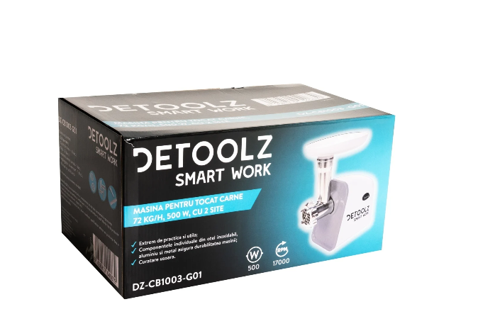 Masina de tocat carne Detoolz, 500W, 72 kg/h cu 2 site [5]