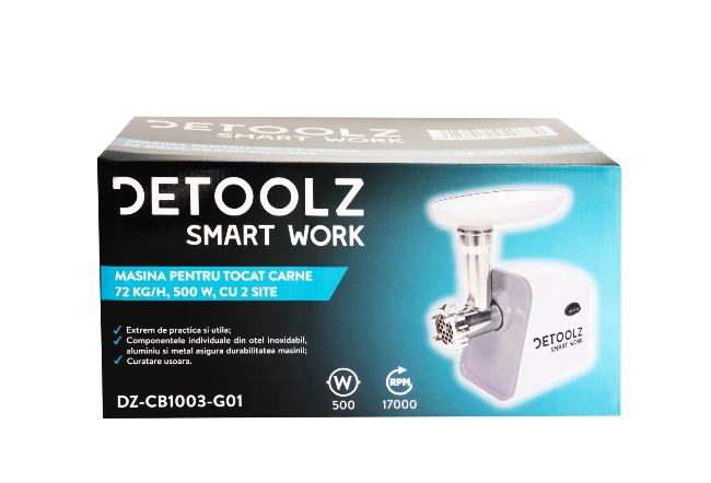 Masina de tocat carne Detoolz, 500W, 72 kg/h cu 2 site [4]