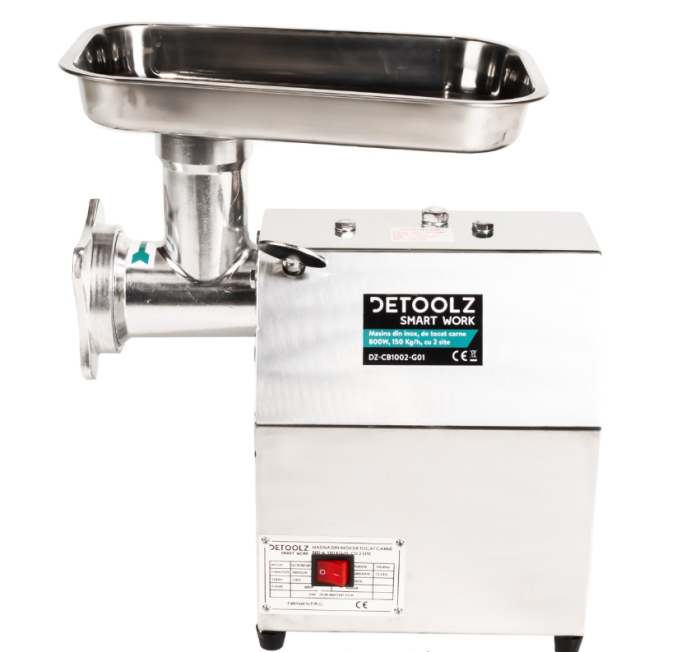 Masina tocat carne Detoolz, 800W, 150 kg/h Inox cu 2 site [2]