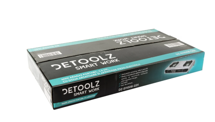 Mini aragaz portabil, Detoolz, 5.6kW, 2 ochiuri, Piezo [8]