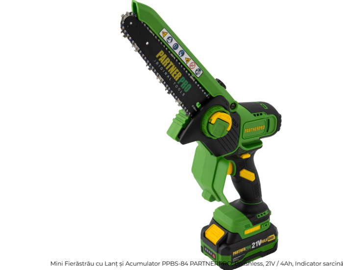 Mini Fierăstrău cu Lanț și Acumulator PPBS-84 PARTNERPRO, Brushless, 21V / 4Ah, Indicator sarcină [2]