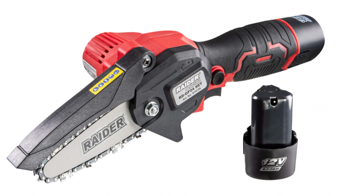 Mini-fierăstrău grădină 12V 4” cu 2 baterii și 3 lanțuri 075726 [1]