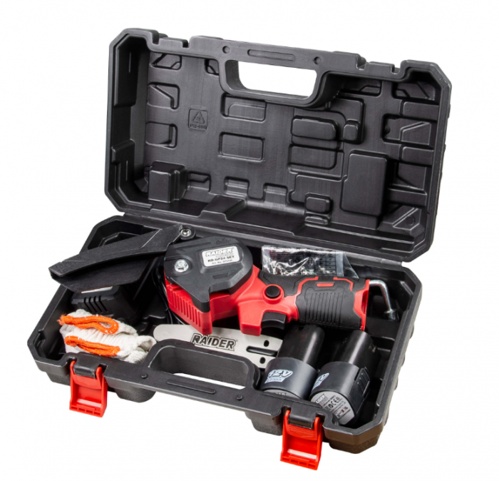 Mini-fierăstrău grădină 12V 4” cu 2 baterii și 3 lanțuri 075726 [2]