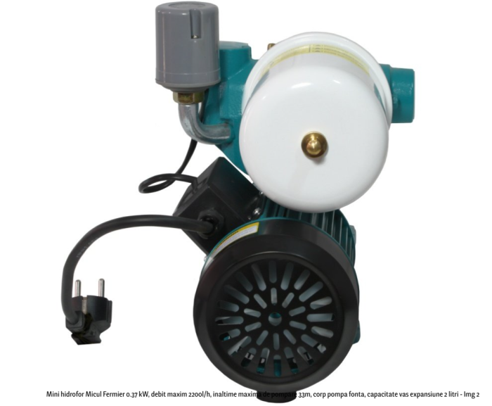 Mini hidrofor Micul Fermier 0.37 kW, debit maxim 2200l/h, inaltime maxima de pompare 33m, corp pompa fonta, capacitate vas expansiune 2 litri [2]