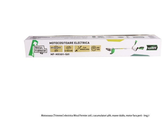 Motocoasa (Trimmer) electrica Micul Fermier 20V, 2 acumulatori 4Ah, maner dublu, motor fara perii [7]