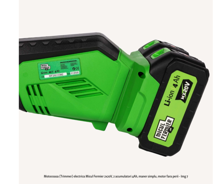Motocoasa (Trimmer) electrica Micul Fermier 2x20V, 2 acumulatori 4Ah, maner simplu, motor fara perii [9]