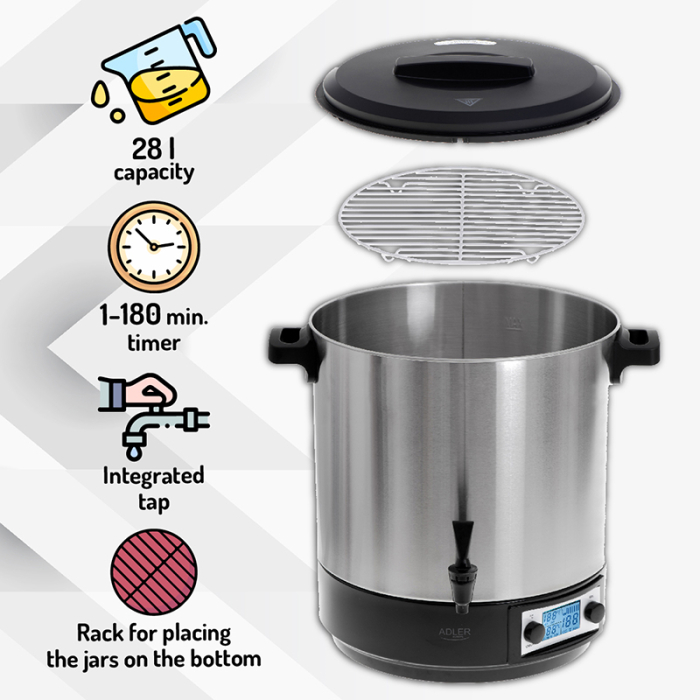 OALA ELECTRICA DE PASTEURIZARE 28L 2600W AD 4496 ADLER [11]