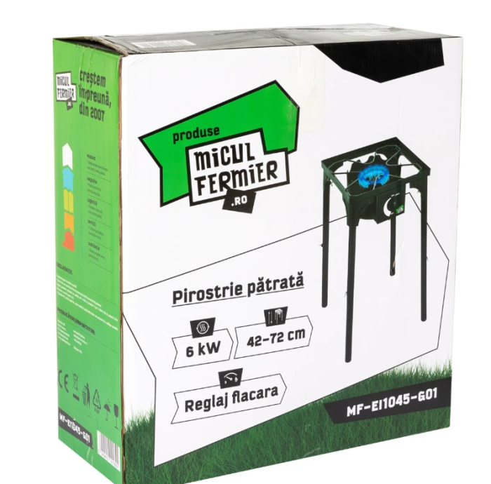 Pirostrie patrata Micul Fermier, putere termica 6kW, 1 arzator, inaltime ajustabila 72/42 cm [2]