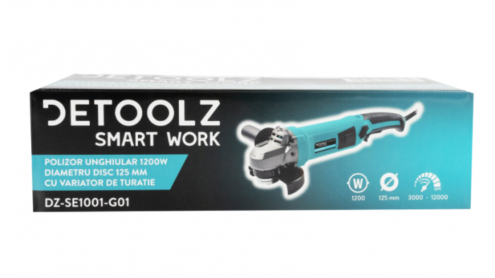 Polizor unghiular Detoolz, 1200W, 125mm diametru disc, cu variator de turatie [2]