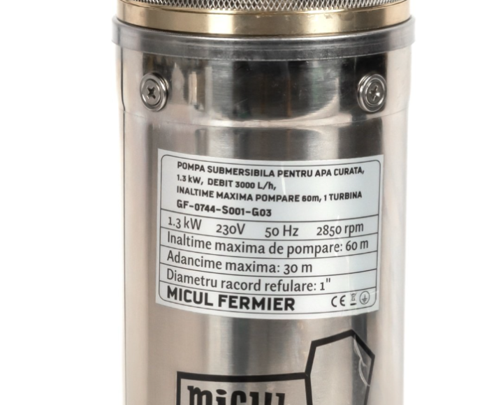 Pompa submersibila Micul Fermier, pentru apa curata, 1.3kW, debit 3000l/h, inaltime maxima pompare 60m, cu o turbina [4]