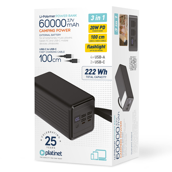 POWER BANK 60000MAH 20W PD PLATINET [5]