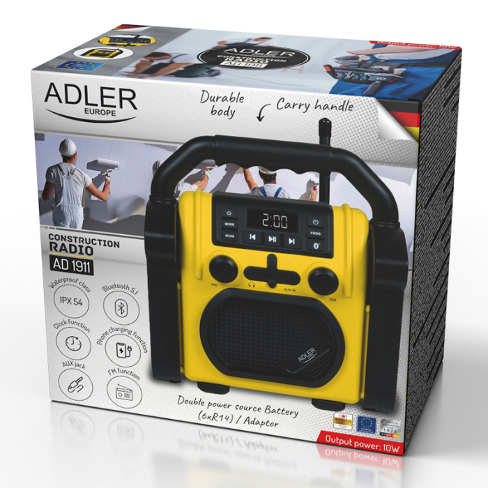 RADIO PORTABIL IPX54 BT, AUX AD 1911 ADLER [9]