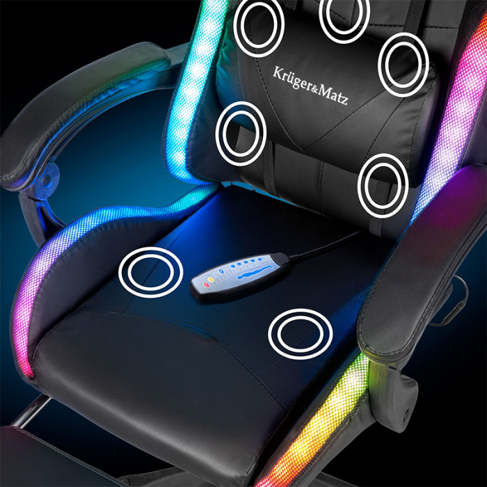 SCAUN GAMING GX-150 NEGRU LED MASAJ KRUGER&MATZ [4]
