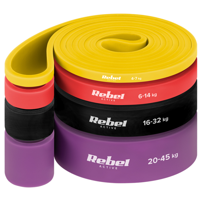 SET 4 BENZI ELASTICE LATEX POWER BAND 4-32KG REBELACTIV [2]