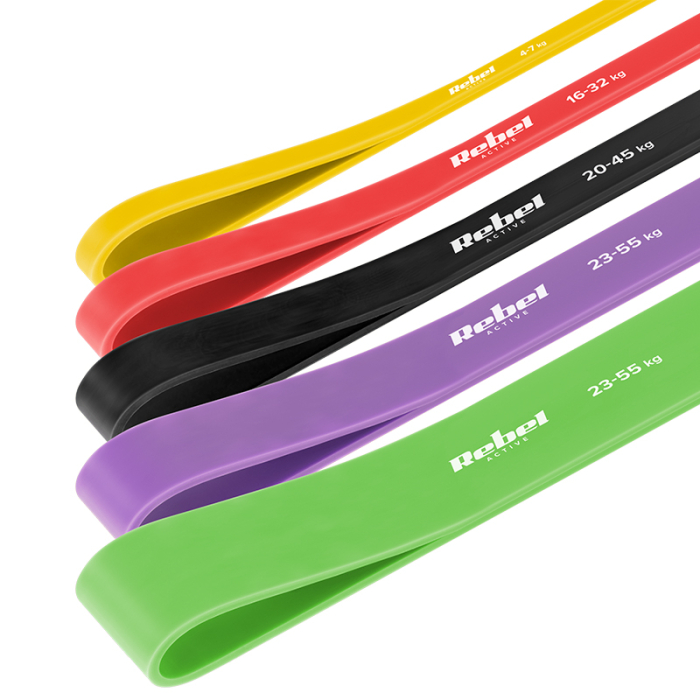 SET 5 BENZI ELASTICE TPE POWER BAND 4-55KG REBEL ACTIVE [4]