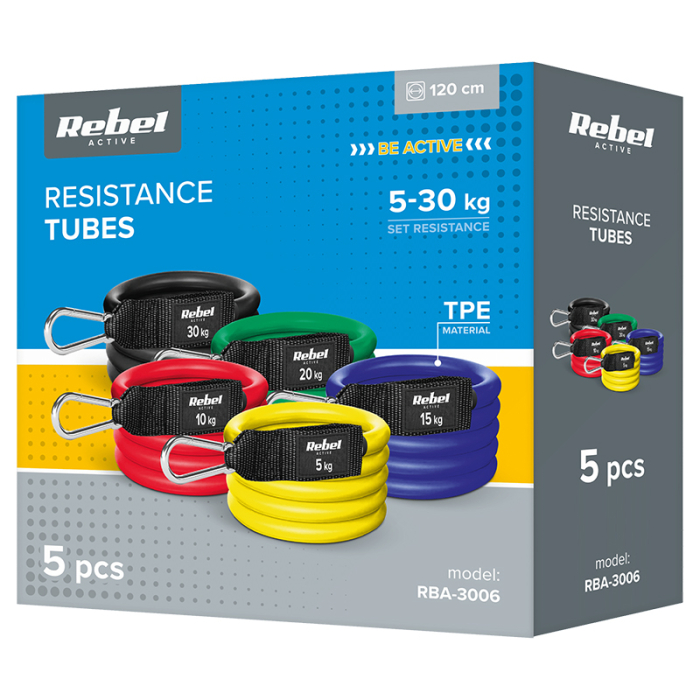 SET 5 BENZI REZISTENTA POWER TUBE 5-30KG REBEL ACTIVE [12]